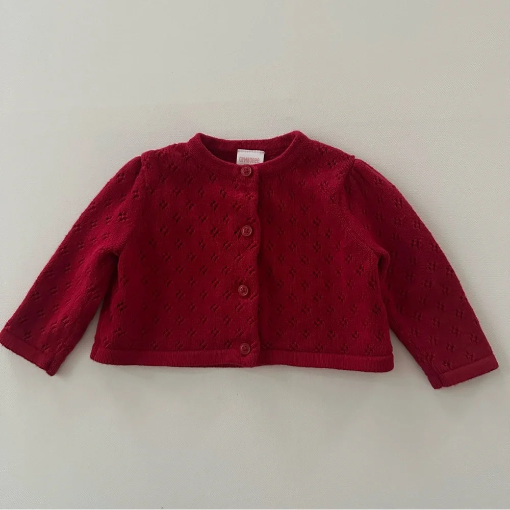 Gymboree 3-6 Months Baby Girl Red Cardigan Green Plaid Dress Set Holiday